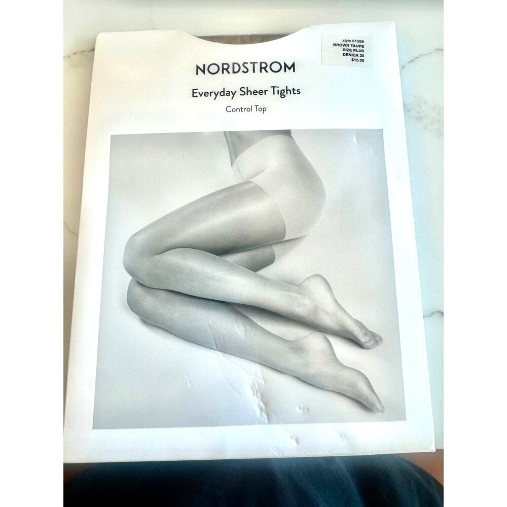 Nordstrom Everyday Sheer Control Top Brown Taupe Tights - Plus size - NEW in Box